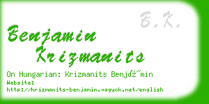 benjamin krizmanits business card